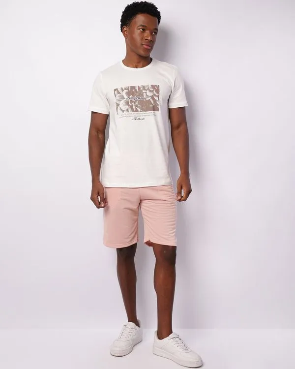 Bermuda Masculina Moletinho Reta Com Bolsos Rosa P