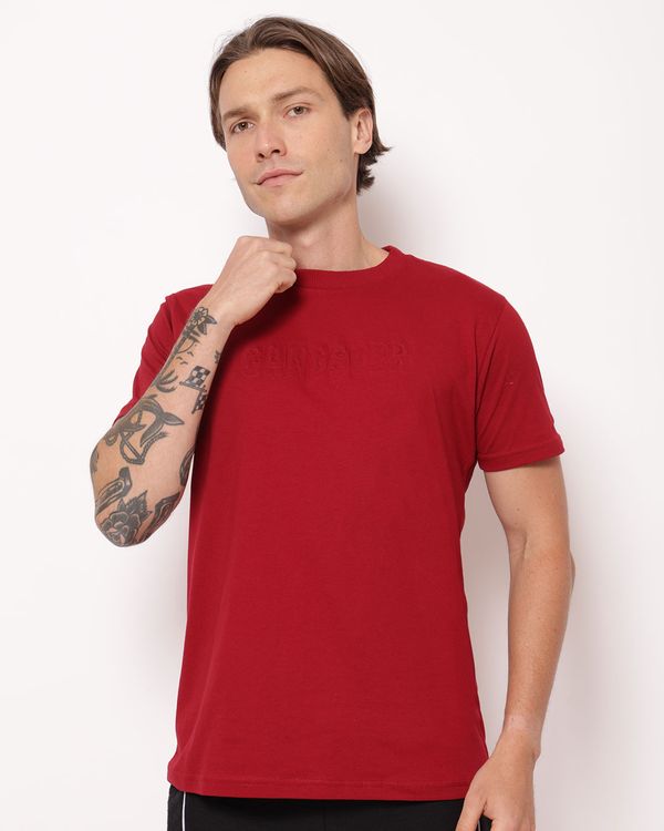 Camiseta Masculina Gangster Algodão Estampa Alto Relevo Vinho GG
