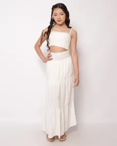 Saia Juvenil Longa com Lurex Três Marias Off White 12