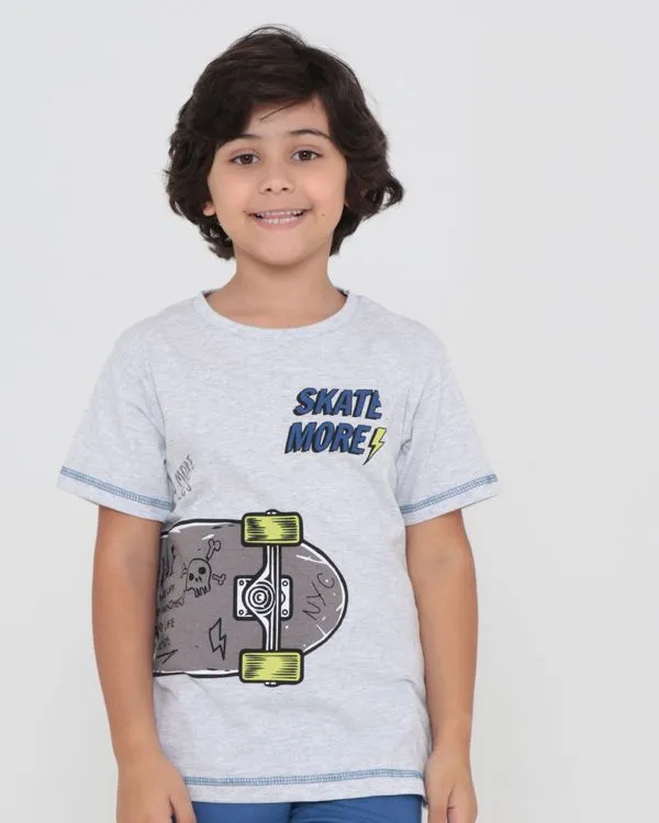 Camiseta Infantil Street Estampa Skate Cinza 4