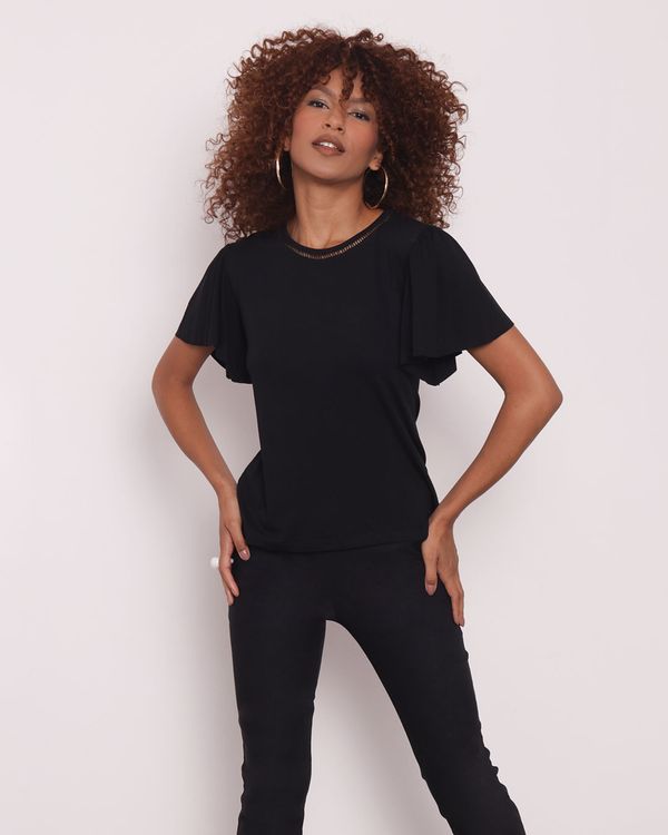 Blusa Feminina Manga Curta Preta P