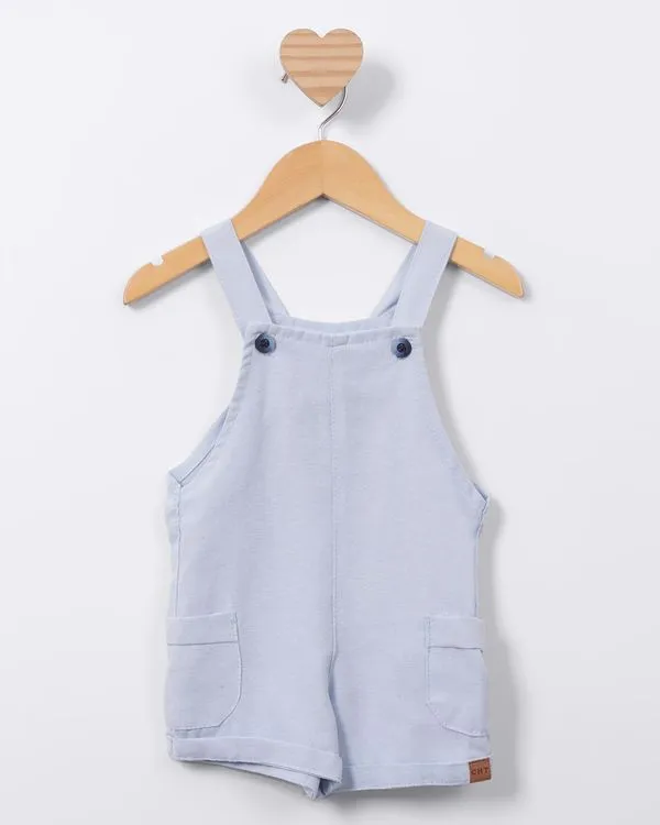 Jardineira Bebê Sarja com Bolso Azul G