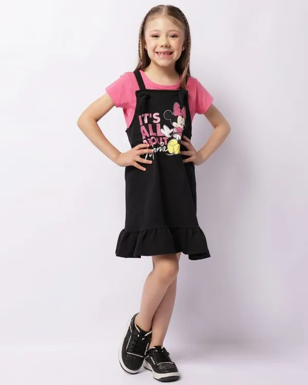 Conjunto Salopete Infantil Curto Disney Minnie Preto 6