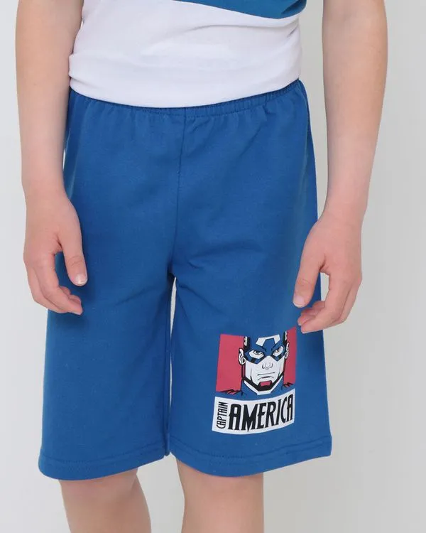 Bermuda Infantil Moletinho Capitão América Marvel Azul 4