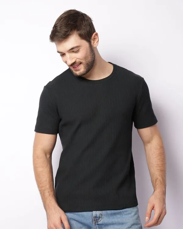 Camiseta Masculina Texturizada Manga Curta Preta P
