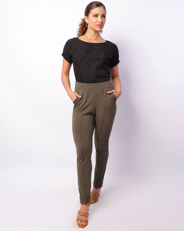 Calça Feminina Moletinho Skinny Barra Italiana Verde P