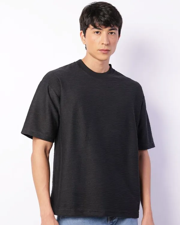 Camiseta Masculina Texturizada Manga Curta Preta M