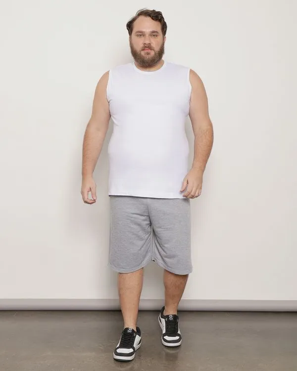 Bermuda Plus Size Masculina Moletinho Mescla Cinza G3