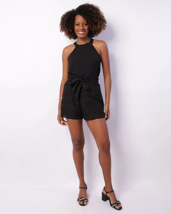 Short Feminino Curto Berry & Co. Laise Amarração Preto P