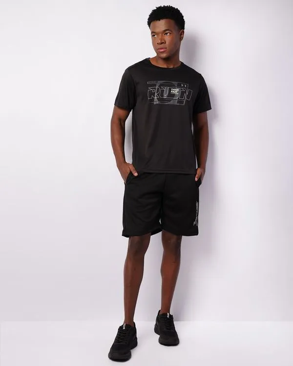 Bermuda Esportiva Masculina Reta Helanca Com Estampa Preta G