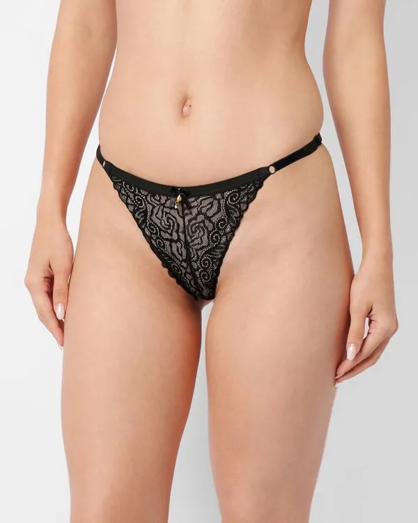 Calcinha Feminina String Renda Preta G