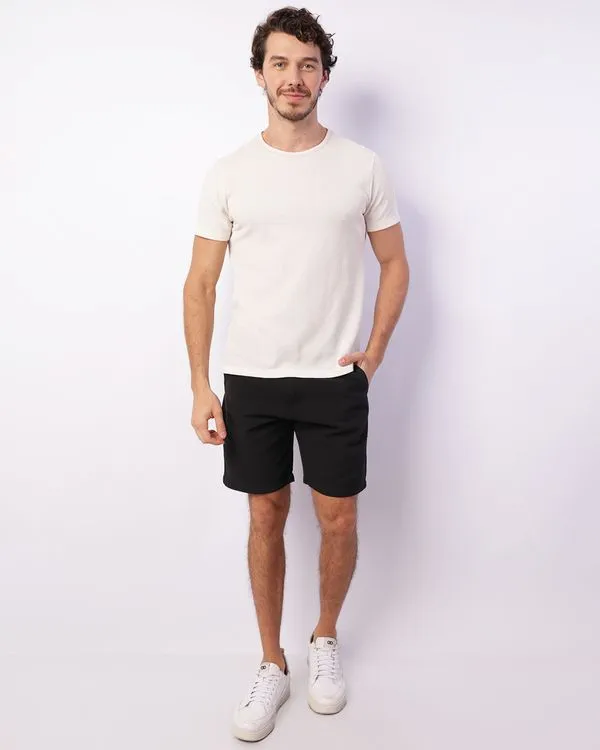 Bermuda Masculina Sarja Reta Texturizada Bolsos Preto 46