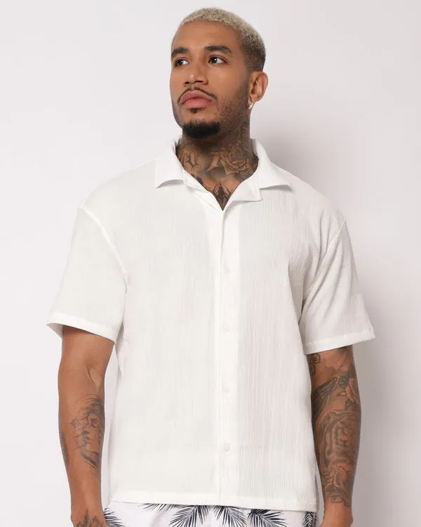 Camisa Masculina Texturizada Manga Curta Off White M