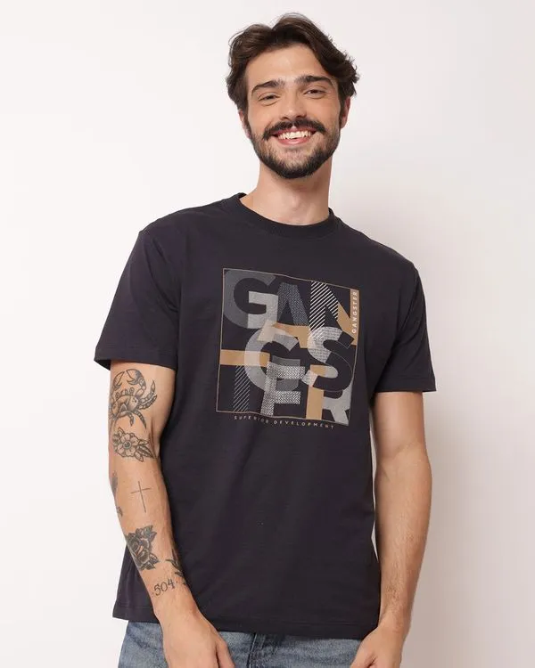 Camiseta Masculina Algodão Estampa Gangster Marinho GG