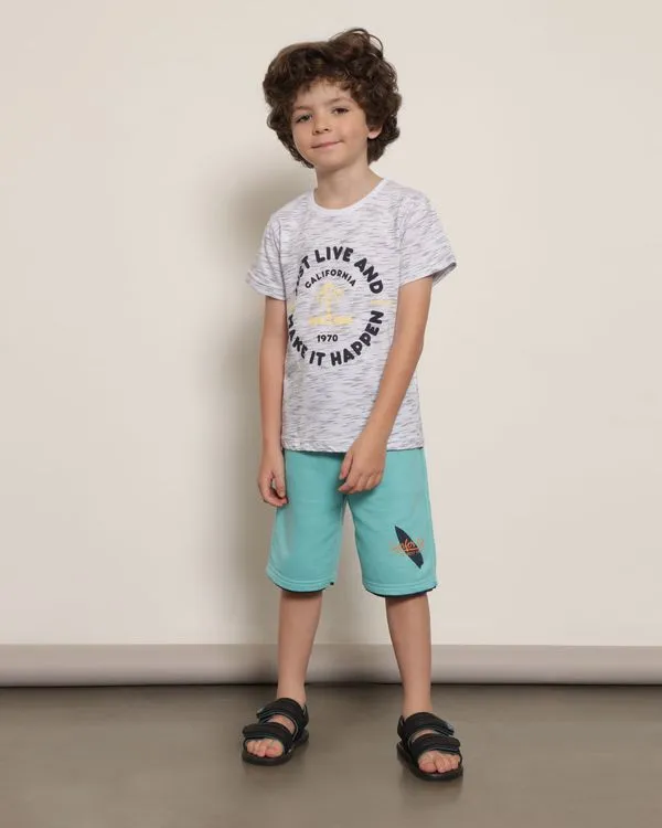 Bermuda Infantil Moletinho Reta Estampa Frontal Verde 4