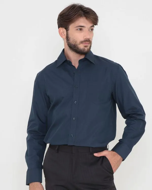 Camisa Social Masculina Azul Marinho 2