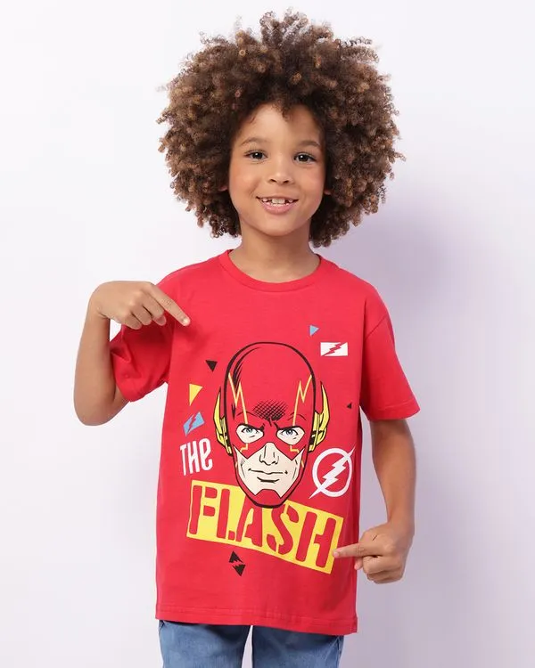 Camiseta Infantil Manga Curta DC Comics Flash Vermelha 10