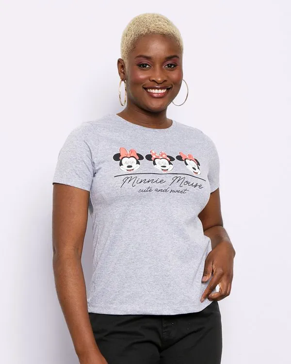 Camiseta Feminina Disney Minnie Cinza GG