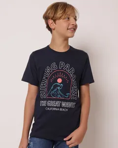 Camiseta Juvenil Algodão Estampada California Marinho 14