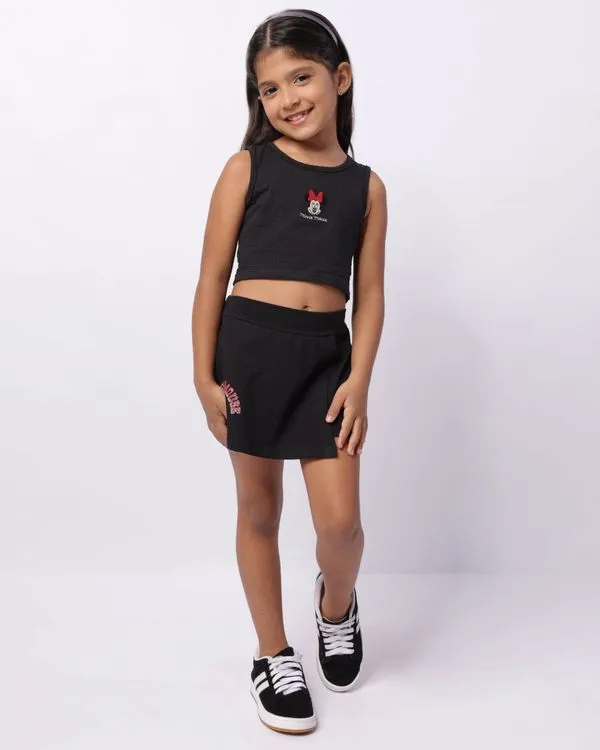 Short Saia Infantil Curto Disney Minnie Preto 4