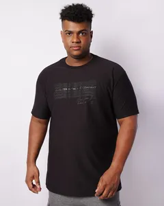 Camiseta Plus Size Masculina Gangster Texturizada Manga Curta Preta G2