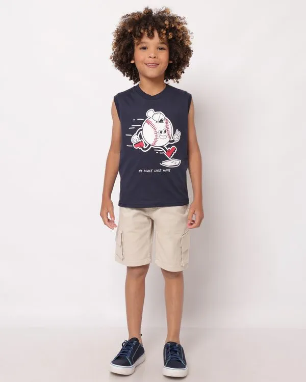 Bermuda Sarja Infantil Cargo Bege 4