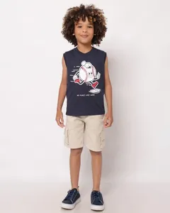 Bermuda Sarja Infantil Cargo Bege 6
