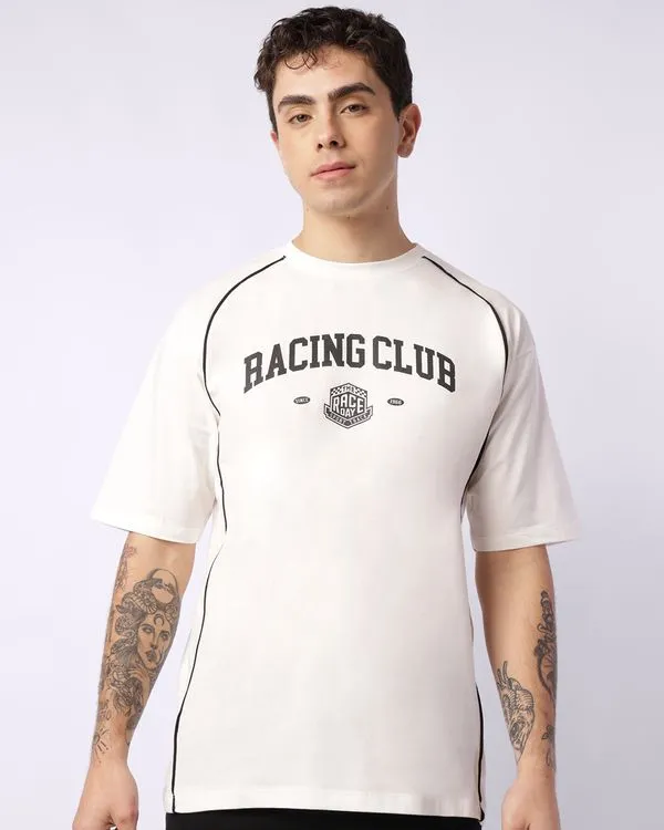 Camiseta Masculina com Estampa Racing Manga Curta Off White P