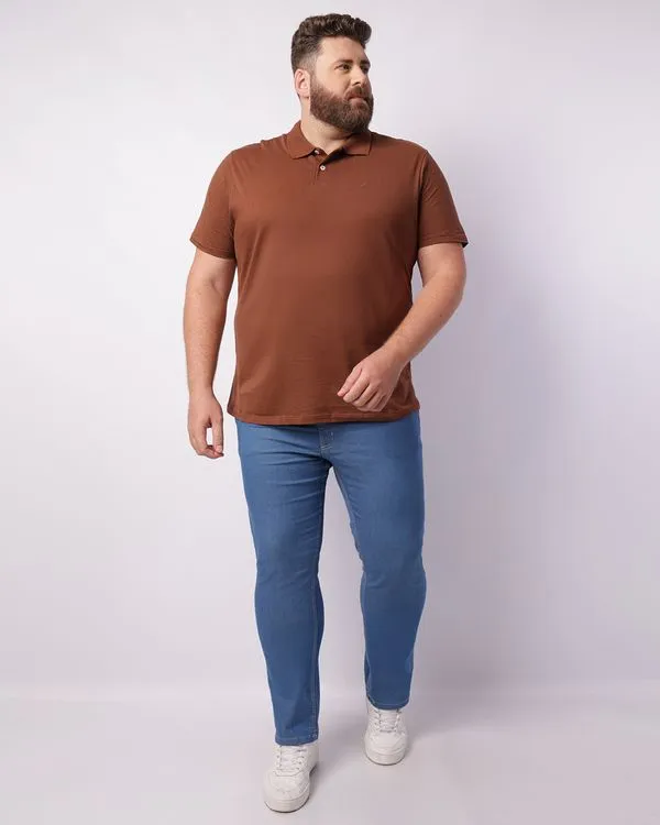 Calça Jeans Plus Size Masculina Reta Azul 56
