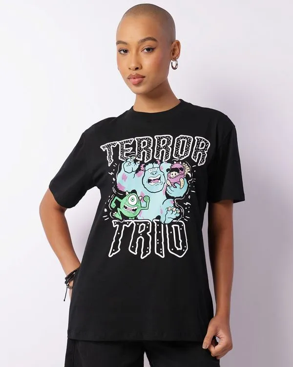 Camiseta Feminina Disney Monstros S.A Manga Curta Preta G