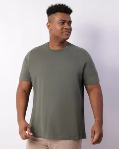 Camiseta Plus Size Masculina Manga Curta Básica Verde G2