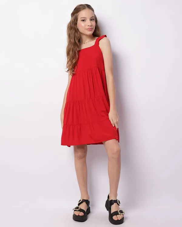Vestido Juvenil Curto Viscose Alcinha Três Marias Vermelho 14