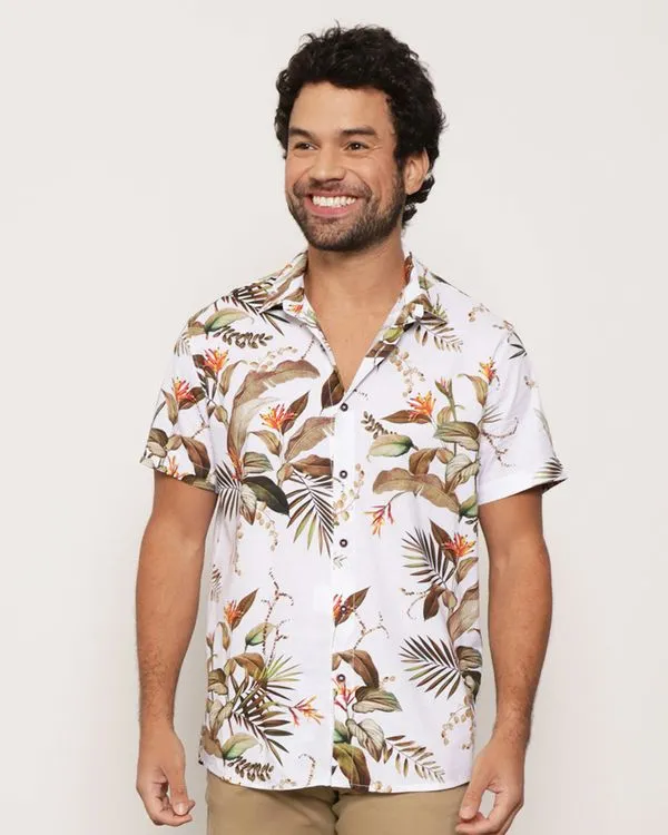 Camisa Masculina Floral Off White 2
