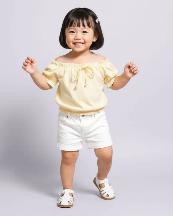 Blusa Bebê Cropped com Elástico Manga Curta Amarela 2