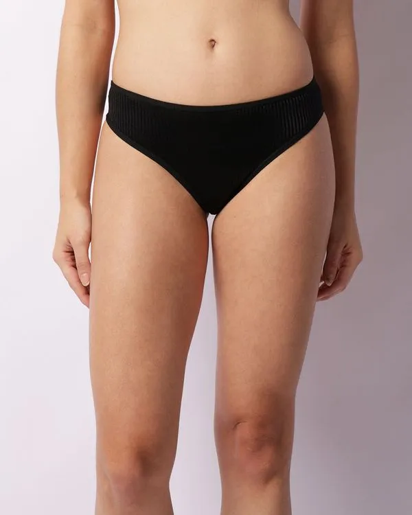Calcinha Feminina Biquíni Canelada Preta GG