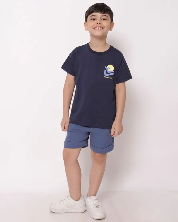 Bermuda Infantil Moletinho com Bolso Marinho 4