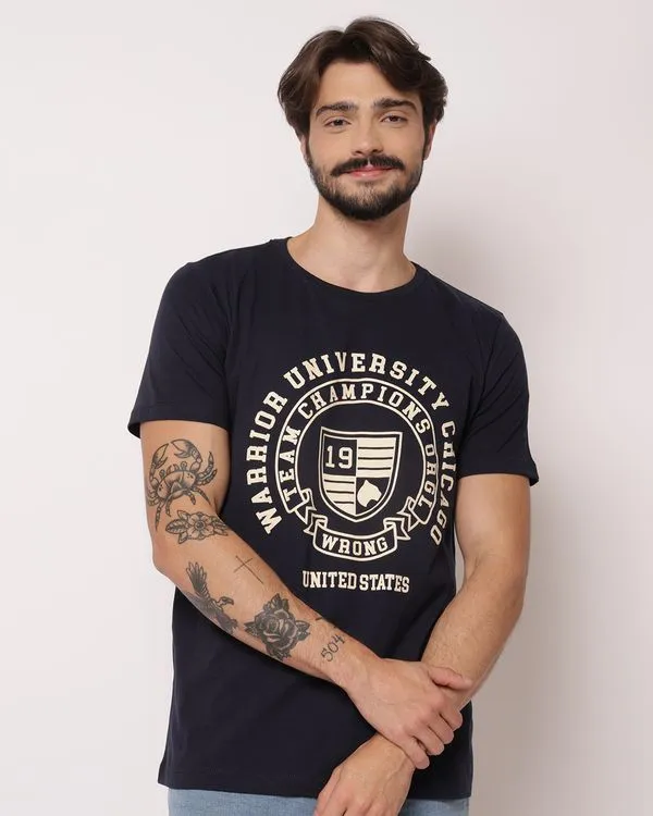 Camiseta Masculina Algodão Estampada Marinho M