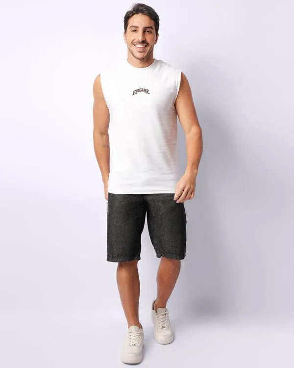 Bermuda Jeans Masculina Reta Com Bolsos Preta 40