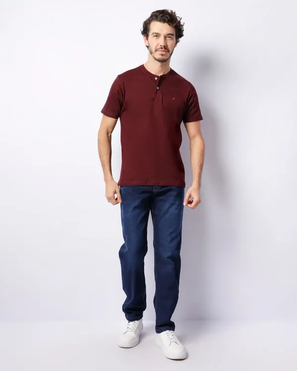 Calça Jeans Masculina Slim Com Puídos Azul 48