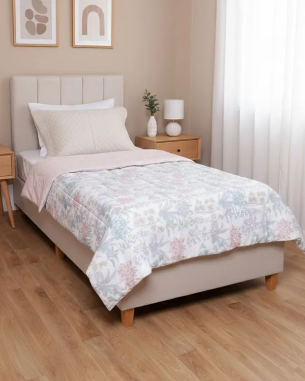 Edredom Solteiro Andreza 140cm x 210cm Dupla Face Estampado Azul UN