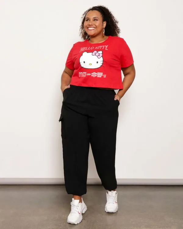 Calça Plus Size Feminina Jogger Bolso Cargo Preta G3