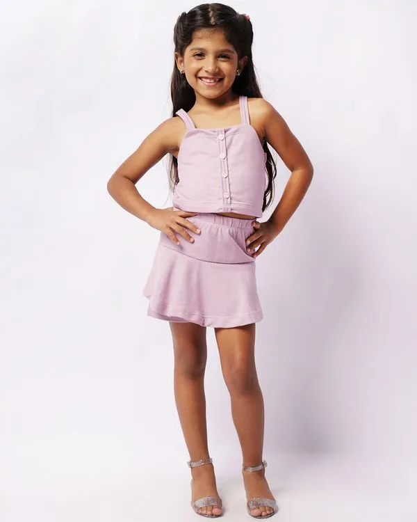 Short Saia Infantil Moletinho Com Recortes Lilás 6