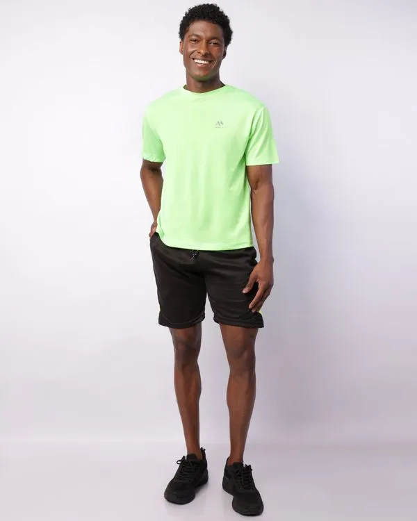 Bermuda Esportiva Masculina Dry Fit Faixas Neon Preta G