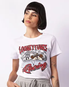 Camiseta Feminina Looney Tunes Manga Curta Branca G