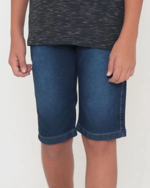 Bermuda Jeans Juvenil Reta Azul Claro 12