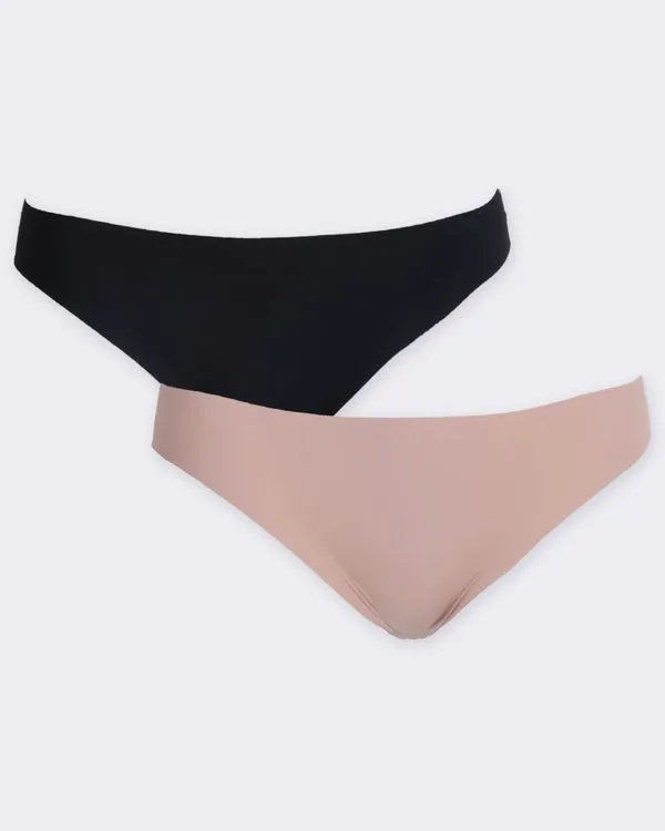Kit 2 Calcinhas Feminina Biquíni Sem Costura Bege E Preta G