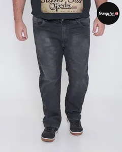 Calça Jeans Masculina Plus Size Reta Gangster Preta 48