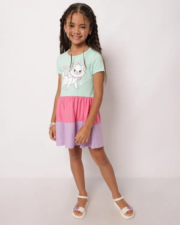 Vestido Infantil Curto Algodão Gata Marie Três Marias Verde 4
