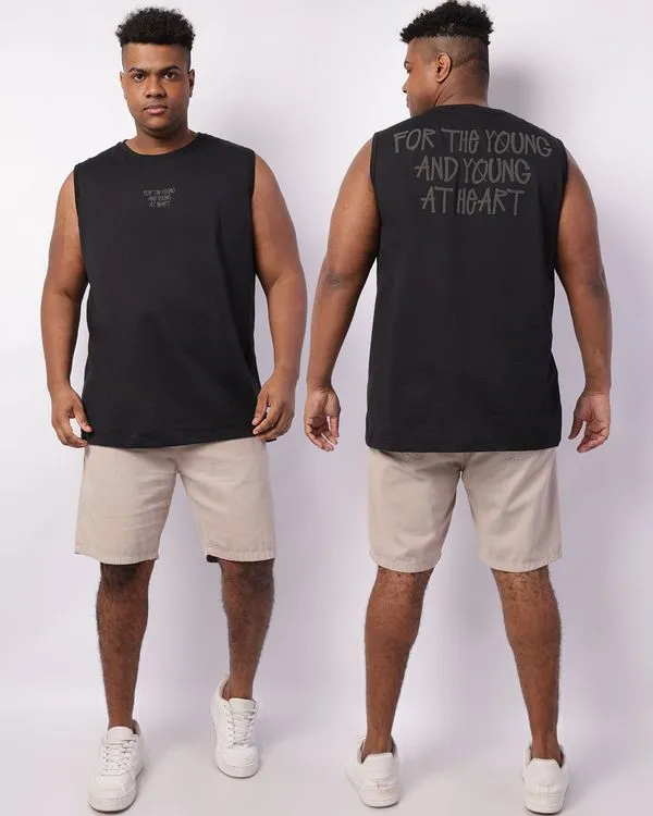 Regata Plus Size Masculina Texturizada Estampa Preta G3