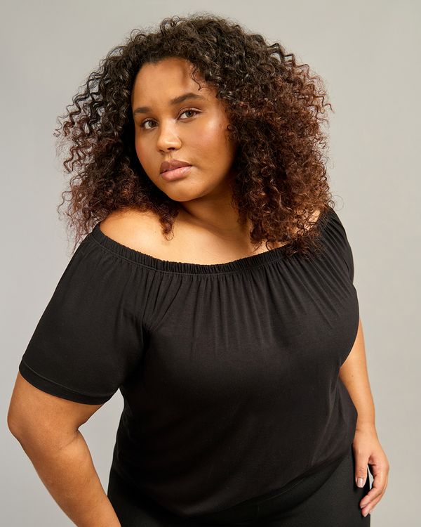 Blusa Plus Size Ciganinha Preta G1